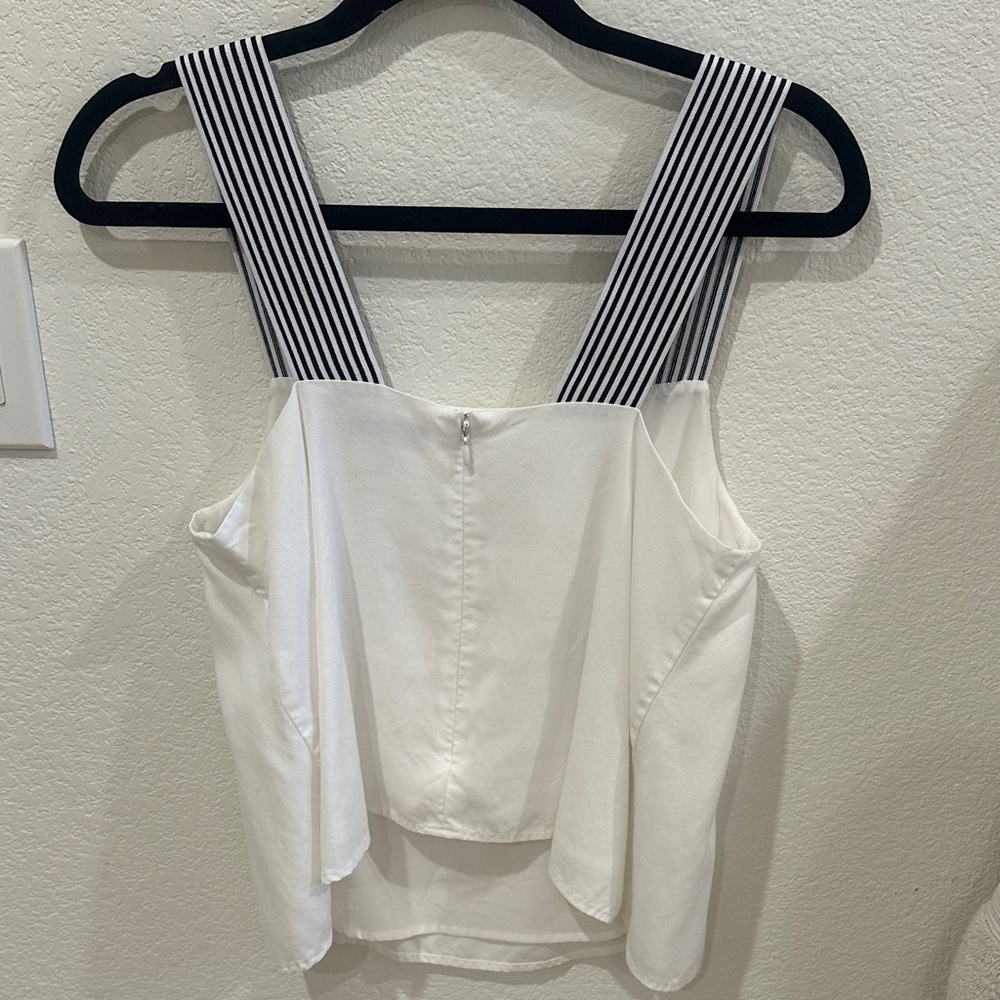 1. State White Camisole with Black Striped Straps - Picture 3 of 4